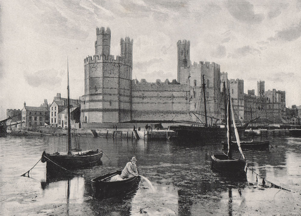 WALES. Carnarvon Castle 1900 old antique vintage print picture